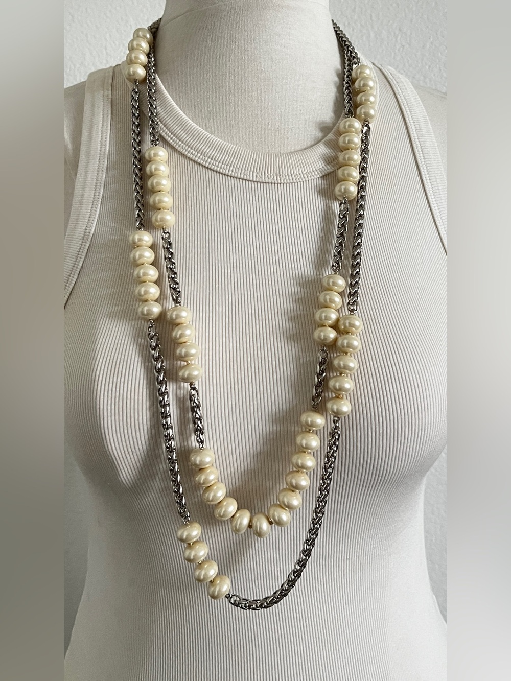 Talbot Pearl and Silver-Tone Long Layered Necklace - Ivory Pearls